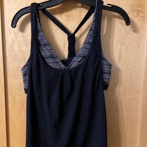 Athleta Jaquard Back Tie Blousy Tankini M